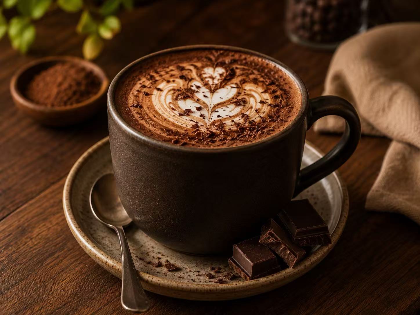 Dark chocolate mocha being prepared